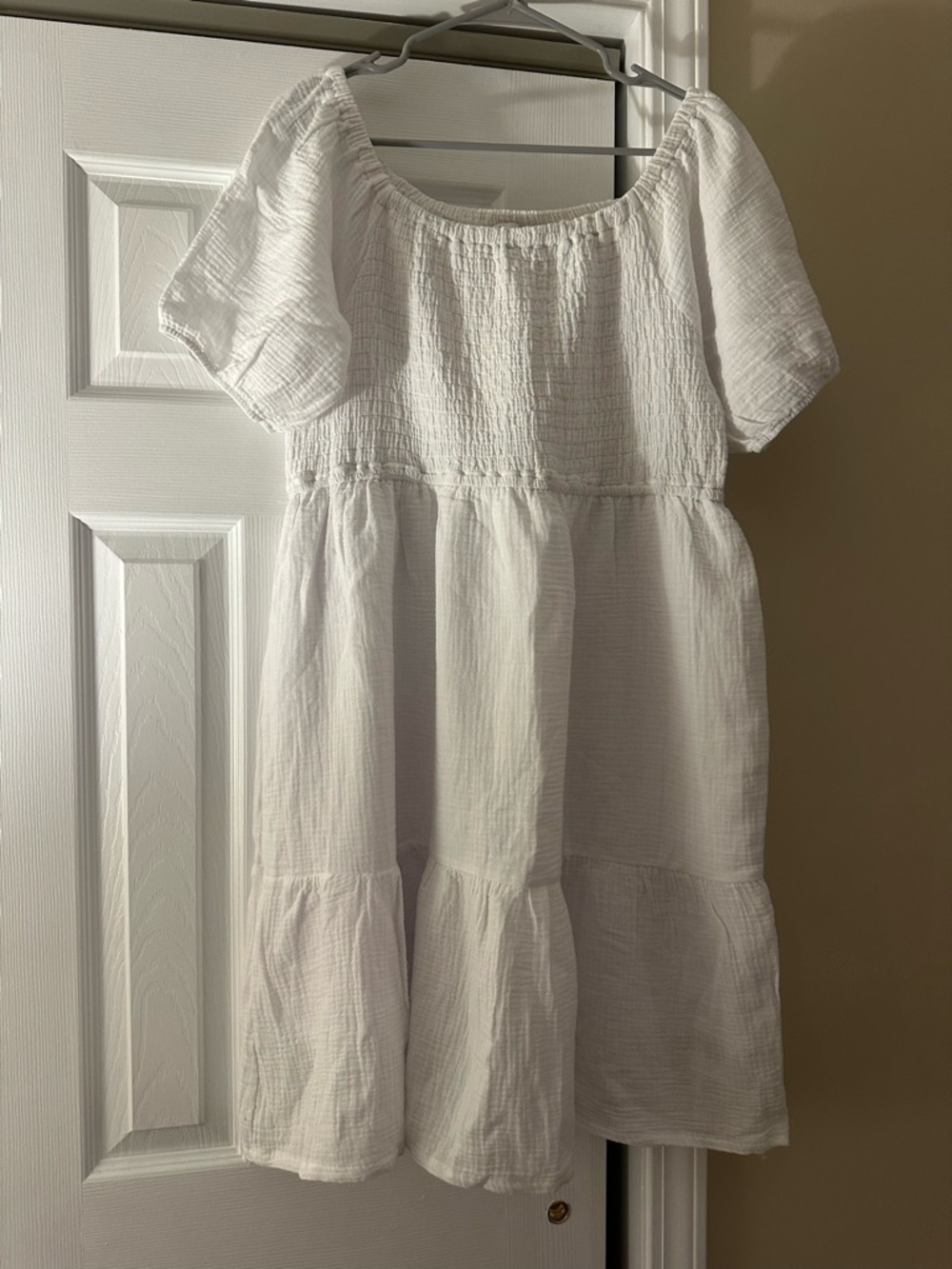 NY & Co White Tiered Cotton Dress